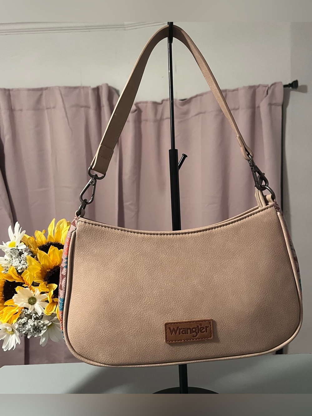 Wrangler Western Southwestern Aztec Shoulder Bag Tan Boho Purse